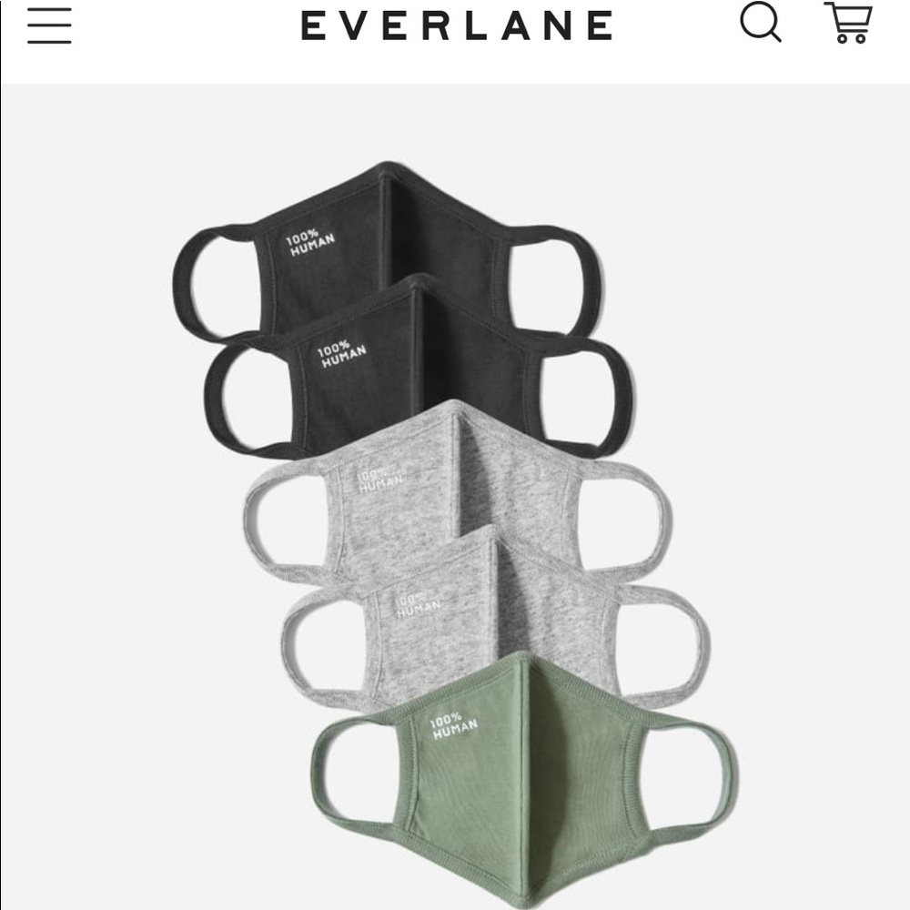 Everlane 100% cotton face masks. 5 pack